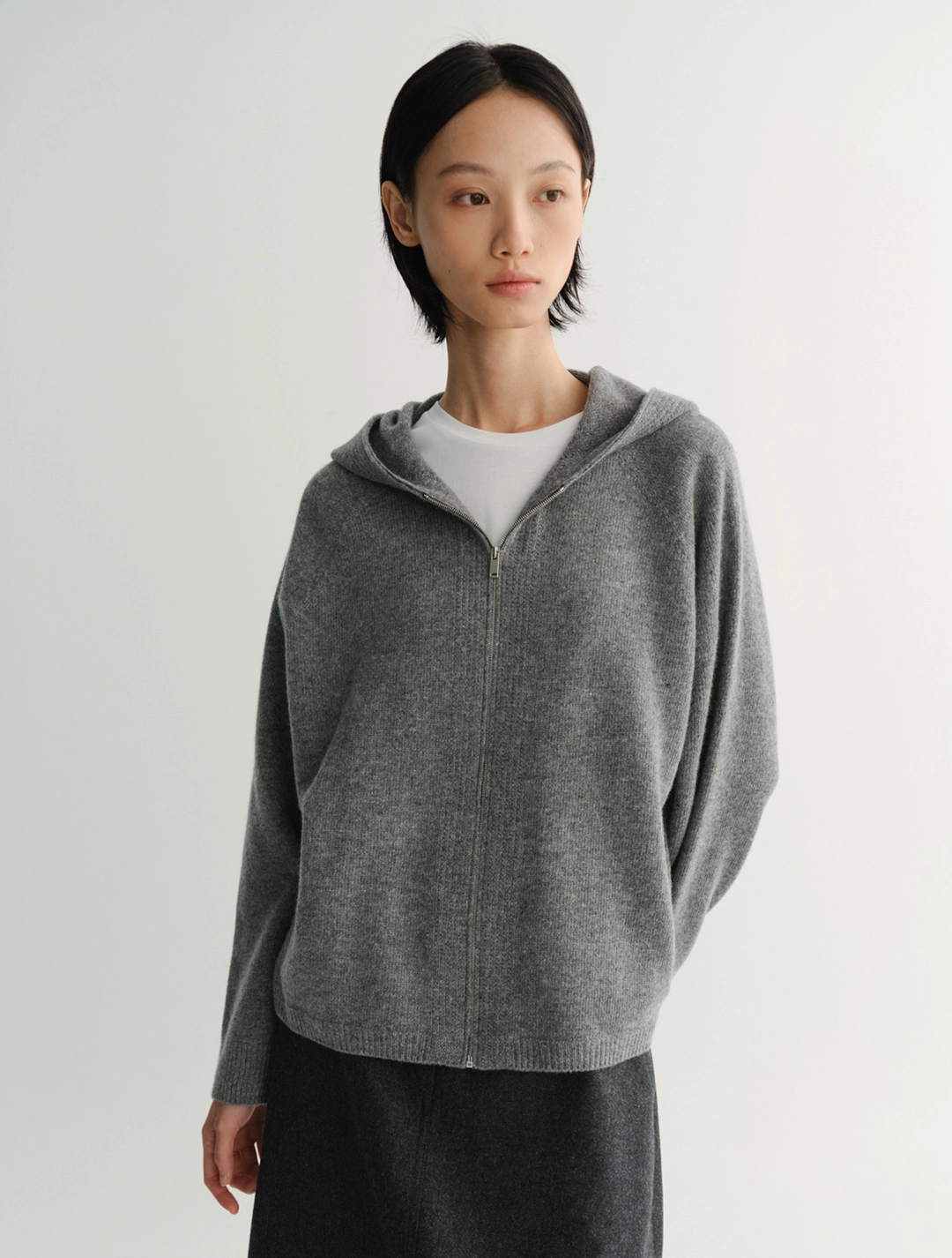 이아 Austin Cashmere Hoodie Zip Up (Grey) 상품 이미지 1