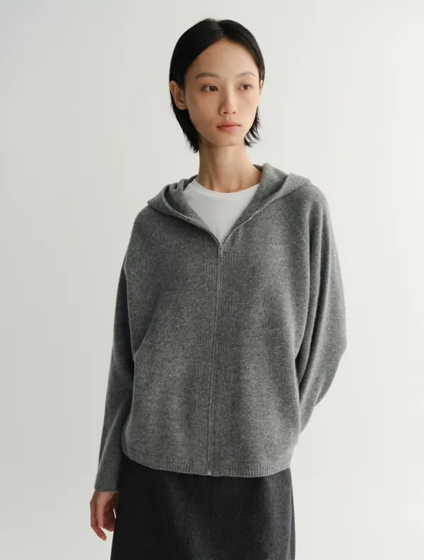 Austin Cashmere Hoodie Zip Up (Grey)