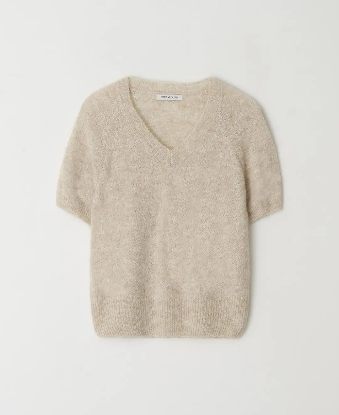 스텝어라운드 Alpaca V-neck half knit_BEIGE 상품 이미지 1