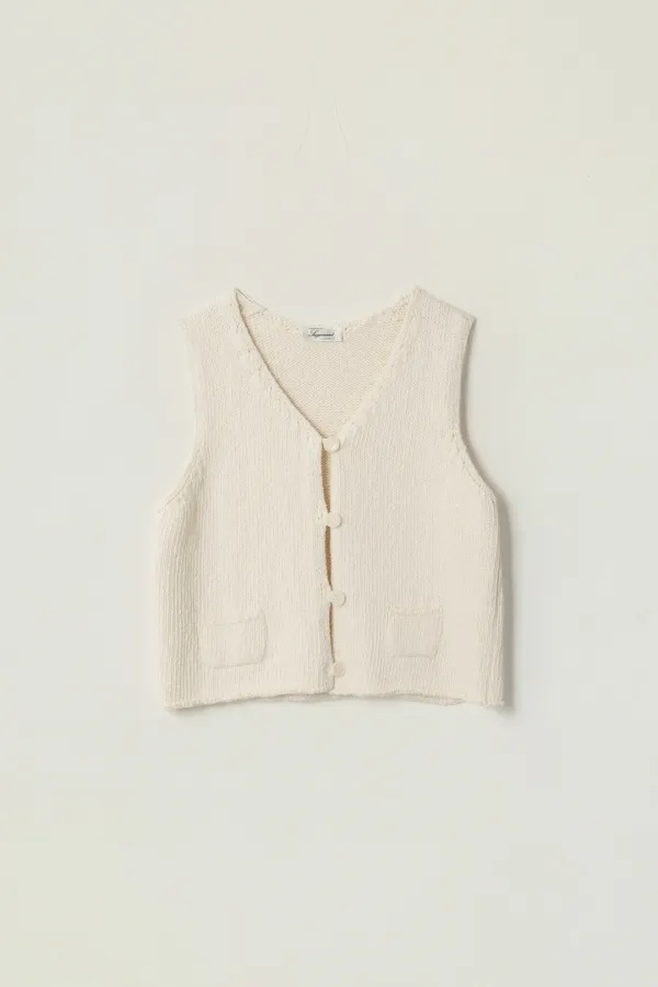 POLLY V NECK VEST_CREAM