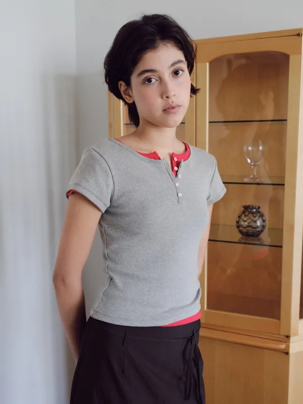 Henley short-sleeve T-shirt_gray