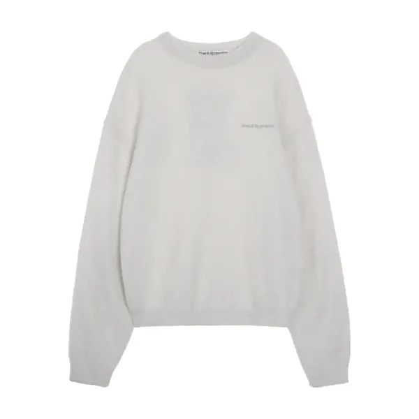 HAIRY JACQUARD KNIT TOP - GREY