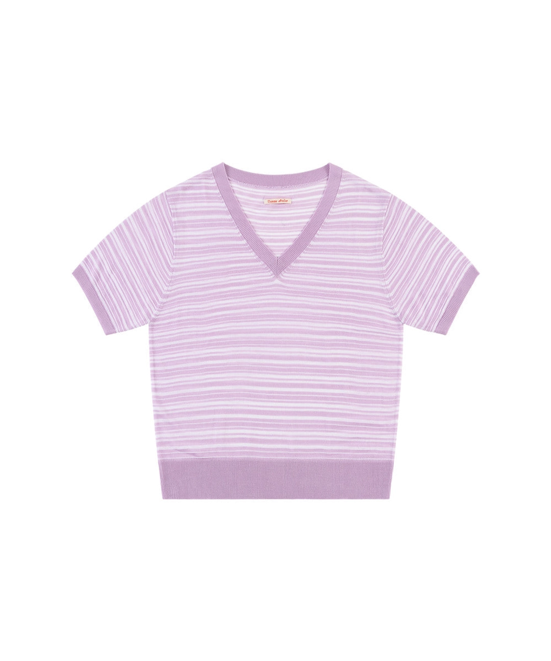 반원 아뜰리에 KN4294 스트라이프 하프 슬리브 니트_Lavender 상품 이미지 1