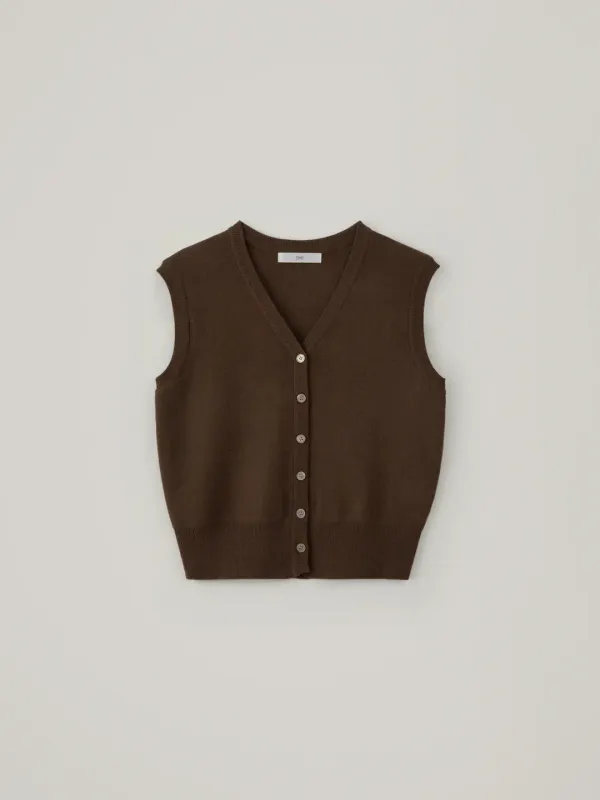 Dein V-Neck Knit Vest - Brown