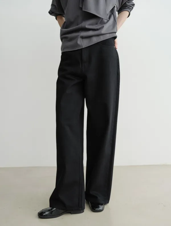 Wide Denim Pants (Black)