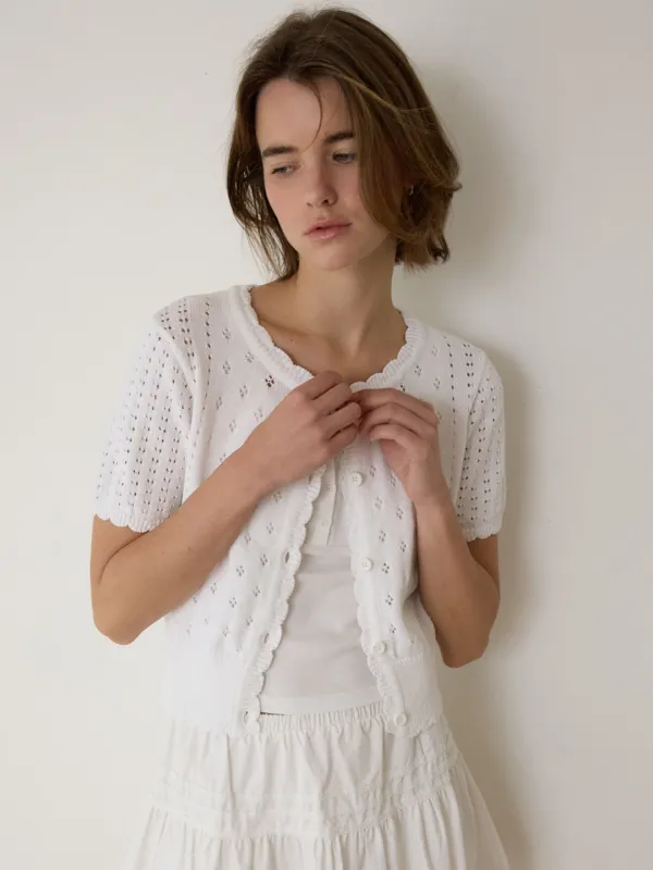 A SKASHI HALF SLEEVE CARDIGAN_WHITE