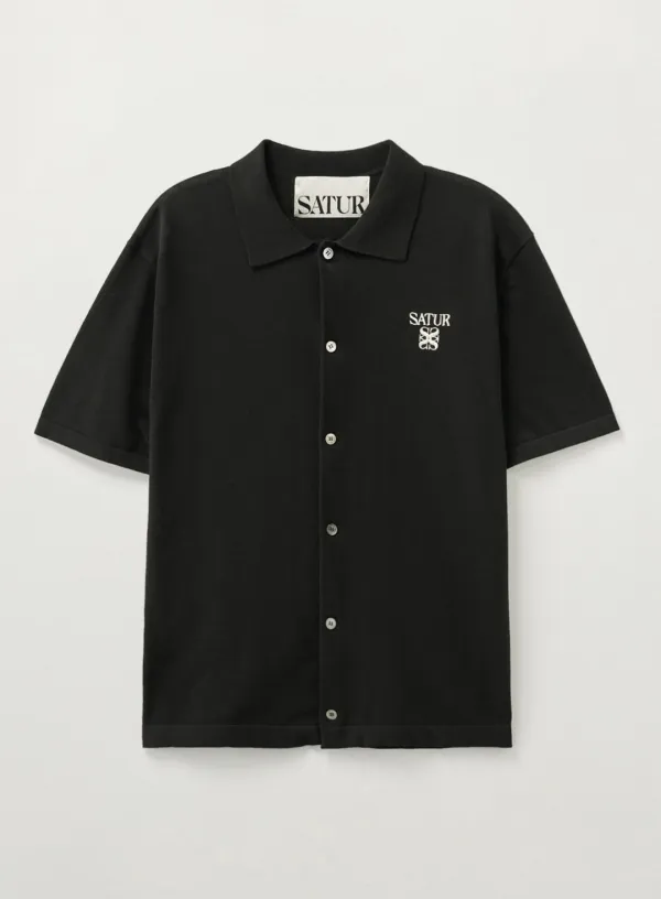 Light Weight Collar Half Cardigan - Black