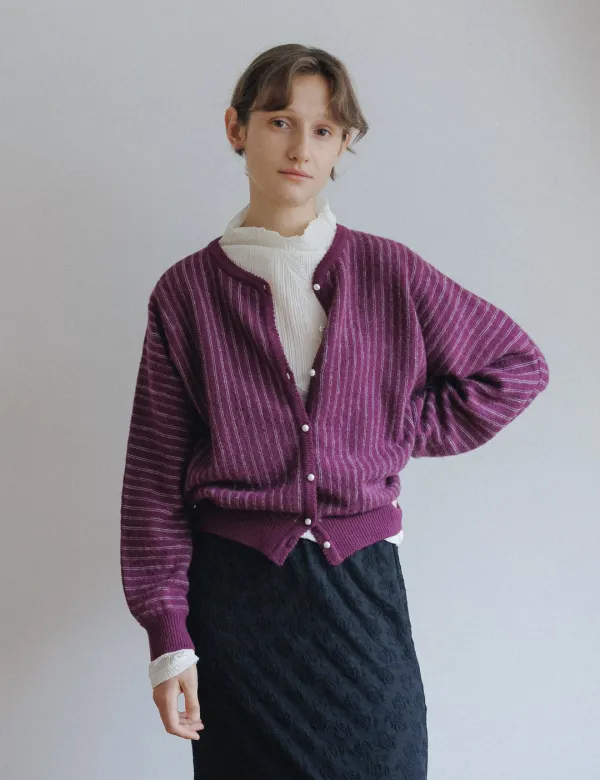 Helene Wool Cardigan (Purple)