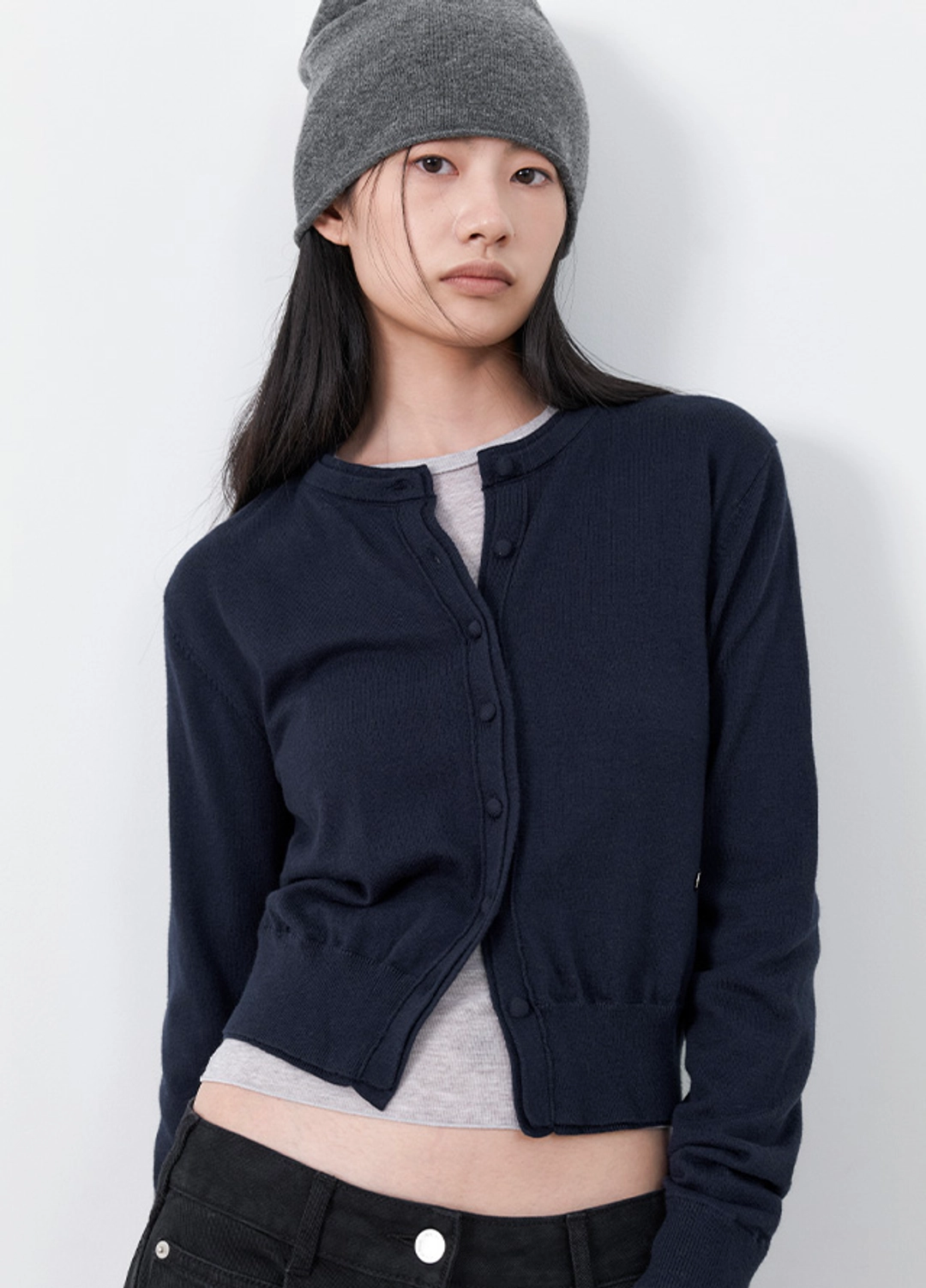 아뜰리에 나인 (CD-2284)CASHMERE BLENDED LAYERED KNIT CARDIGAN 상품 이미지 2