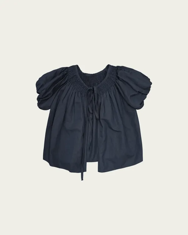 Lona Puff Blouse - Navy