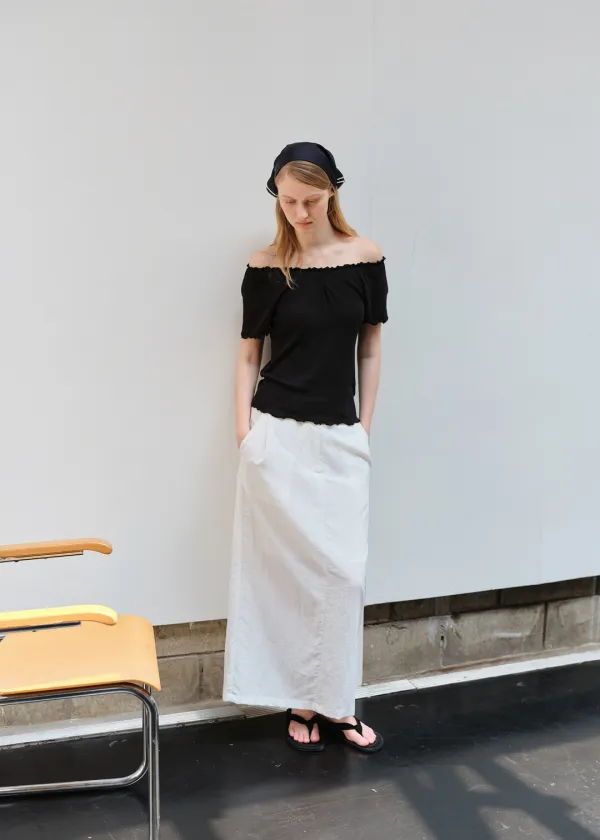 Easy Banding Long Skirt(White)