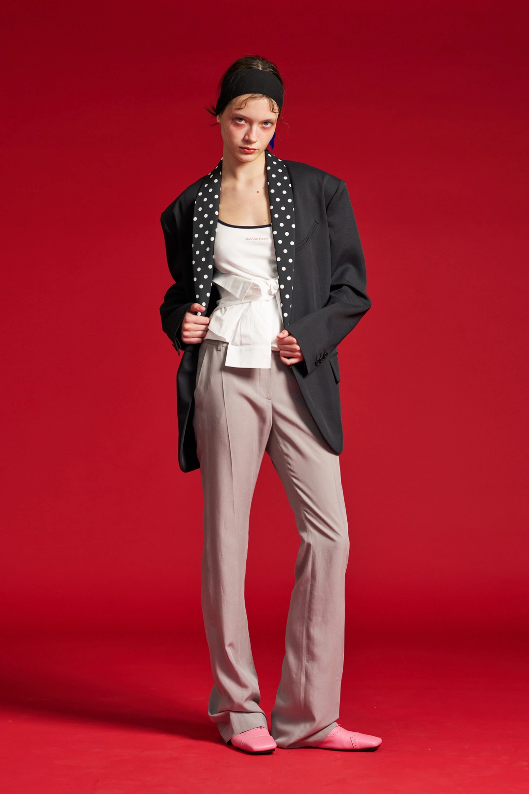 푸쉬버튼 SS26 LIGHT GRAY LOW-RISE BELL-BOTTOM TROUSERS 상품 이미지 2