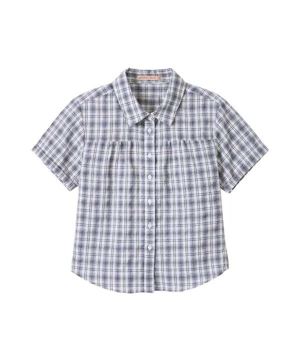 Elodie Half Check Shirt-Blue