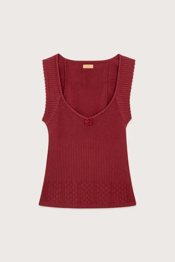 Scallop Punching Knit Sleeveless (Red)