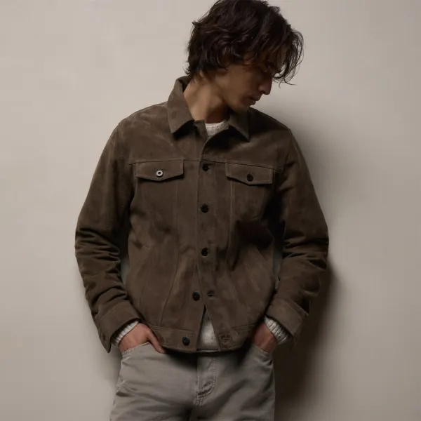 Suede Trucker Jacket - Caribou