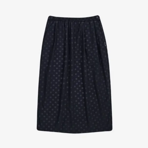 Basic Safari Dots Poly Skirt (Dark Navy)