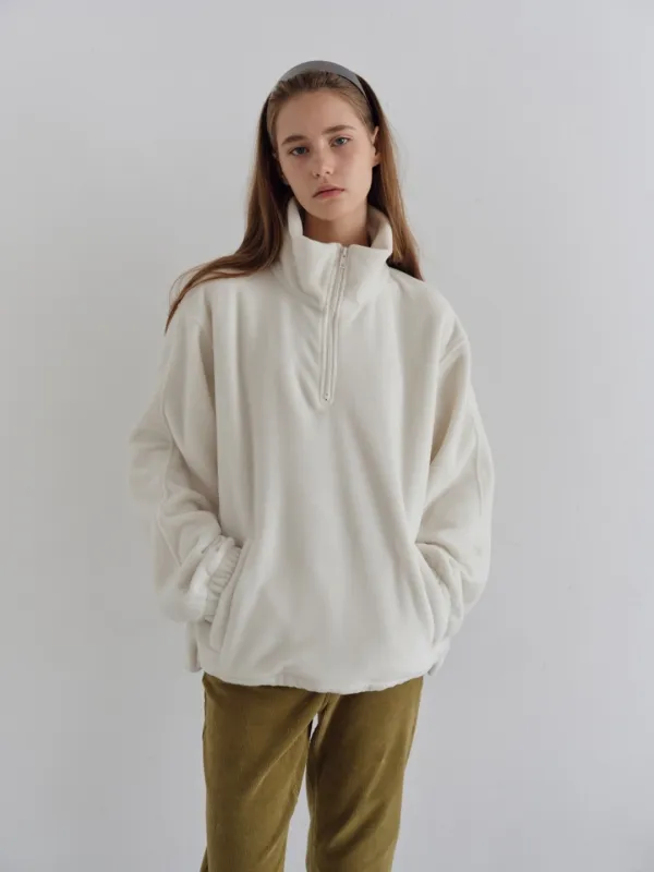Fleece Half Zip-up_Ivory