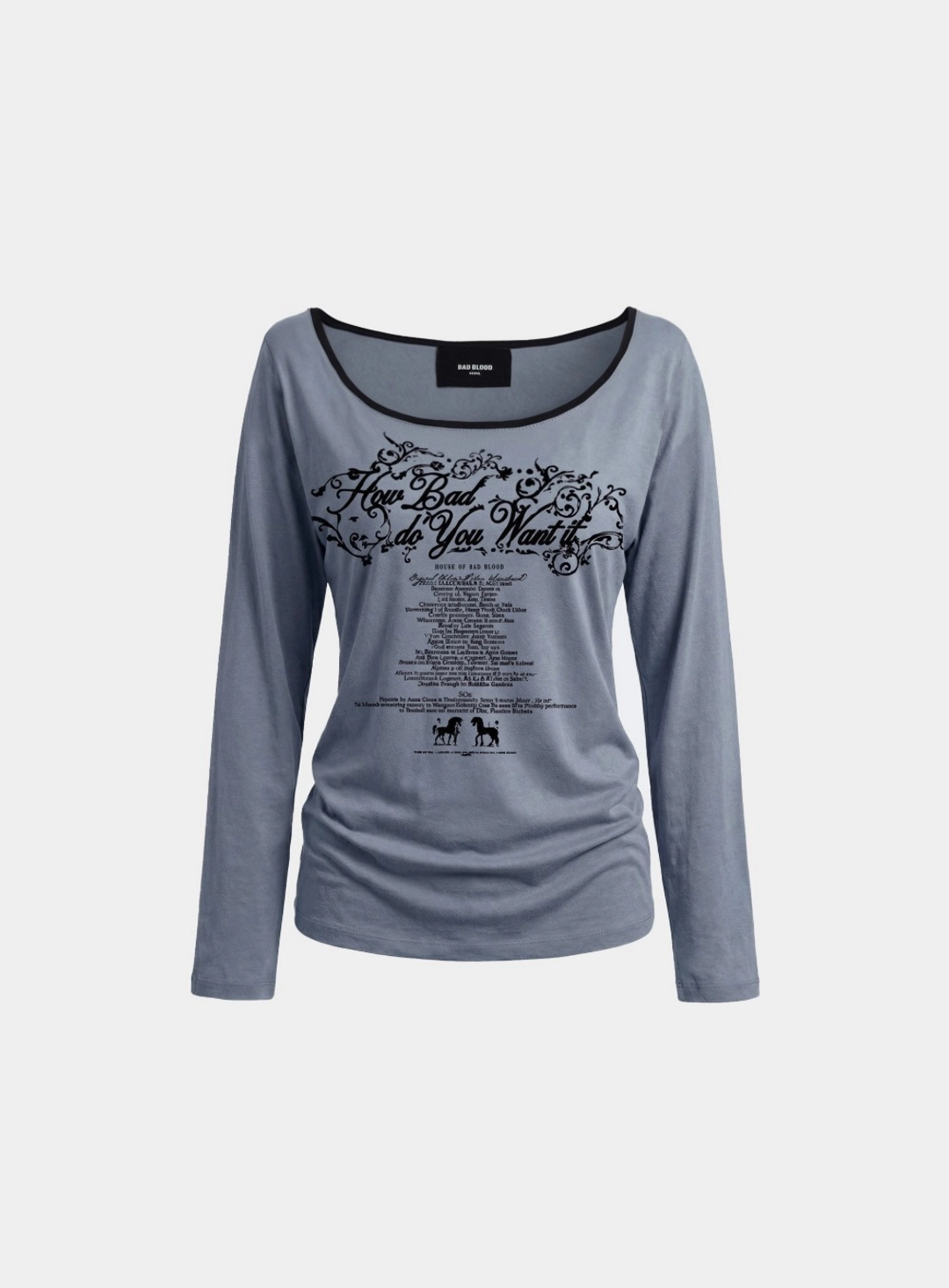 배드블러드 [w-tee26-128] Script Graphic Ringer Loose-Fit T-Shirt - Sky Blue 상품 이미지 1