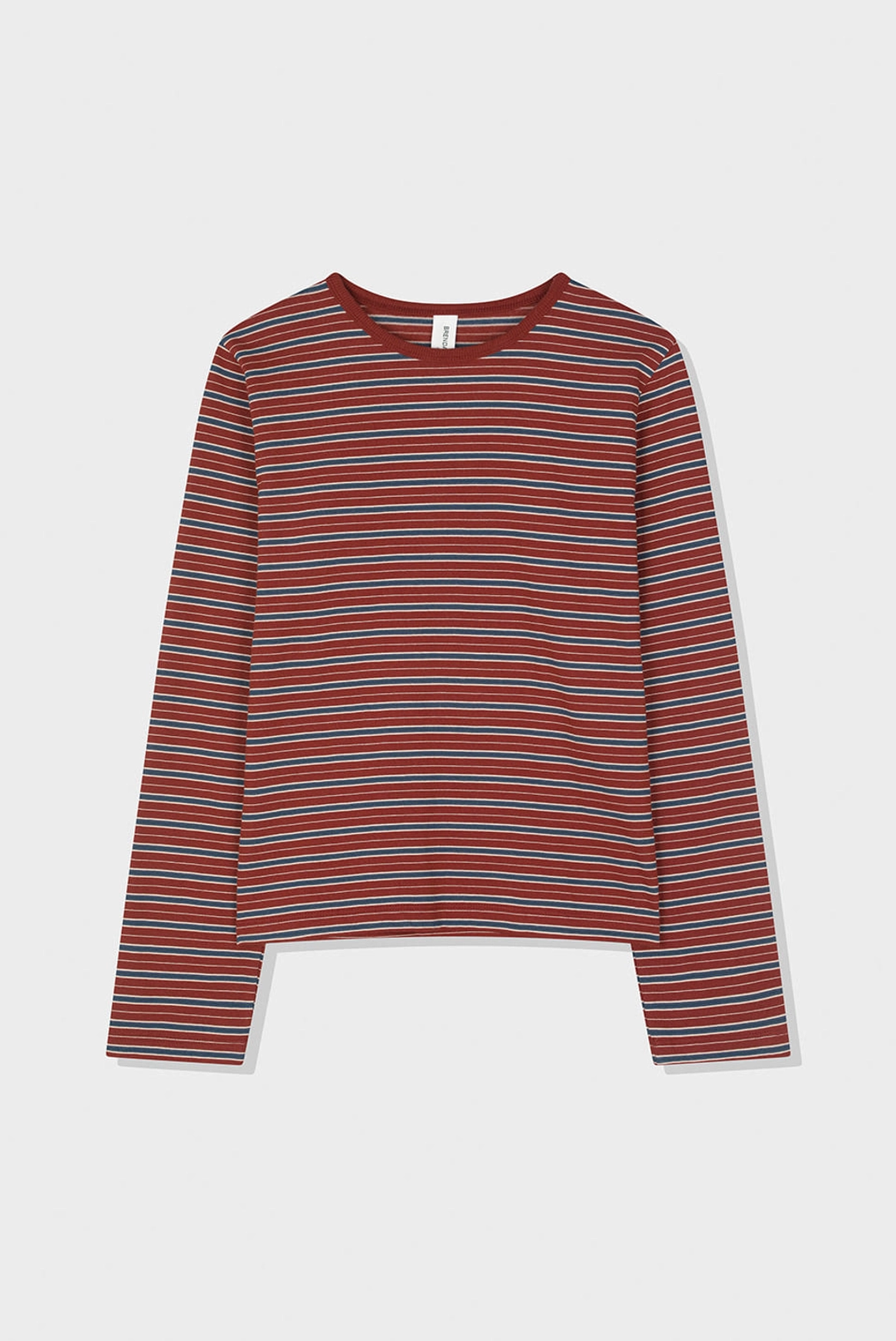 브렌다 브렌든 solid striped tee - burgundy 상품 이미지 1