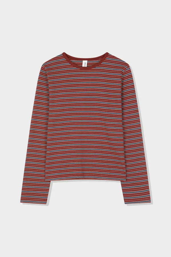 solid striped tee - burgundy