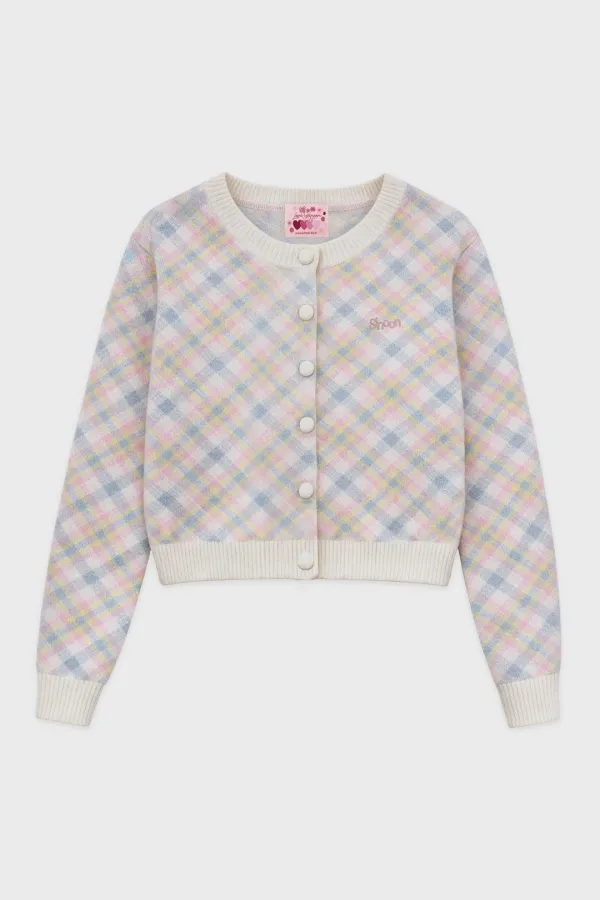 Pink X Sinoon Knit Check Cardigan (Pink)