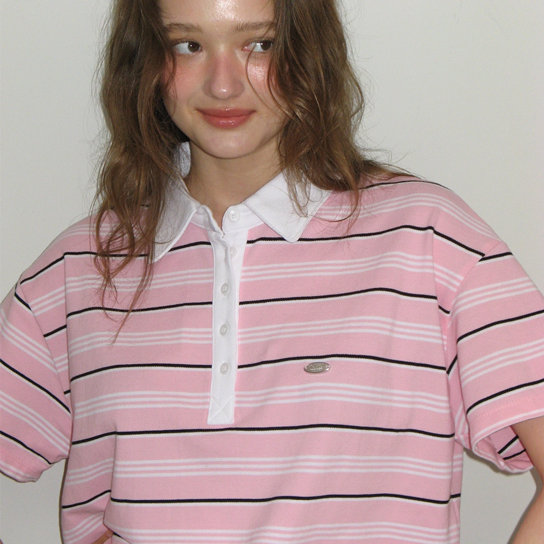 론론 [5/29 순차배송] HENRYNECK RUGBY TEE PINK STRIPE 상품 이미지 1