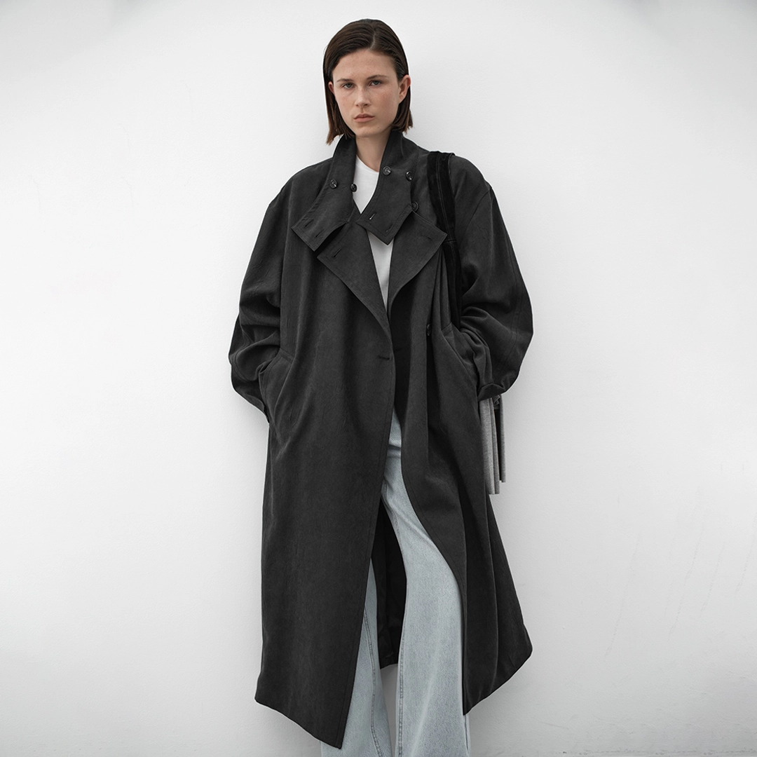아뜰리에 나인 (CT-1466)PEACH SHOULDER PAD TRENCH COAT 상품 이미지 1