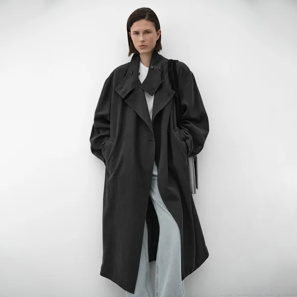 (CT-1466)PEACH SHOULDER PAD TRENCH COAT