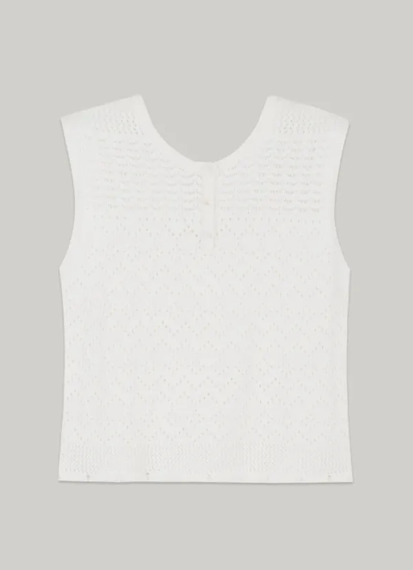 comos 1398 (set) back ribbon punching knit (ivory)+layered punching knit skirt (ivory)