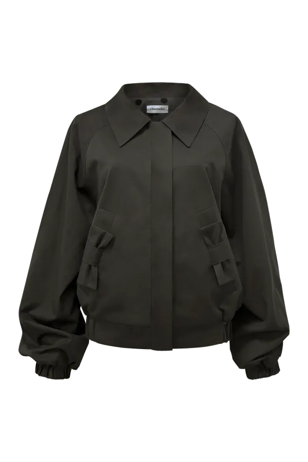 BOW RAGLAN COTTON JACKET (STONE)