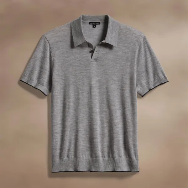 Ultrafine Cashmere Tipped Polo - Light Heather Grey/Coal
