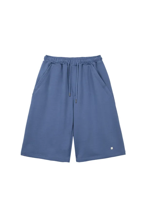 BACK POCKET GLITTER BERMUDA SWEATPANTS FOR WOMEN IN BLUE