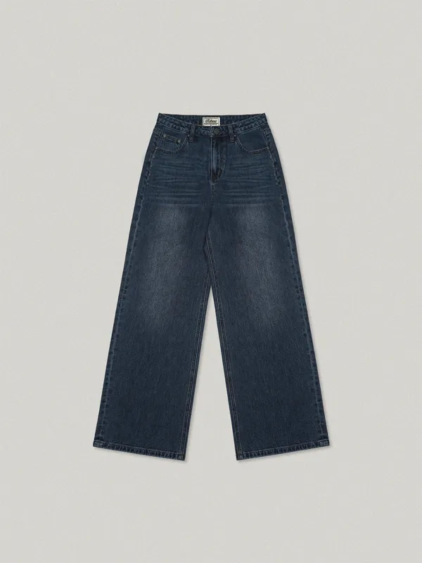 Rivet Wide Denim Pants - Indigo Blue리벳 와이드 데님 팬츠