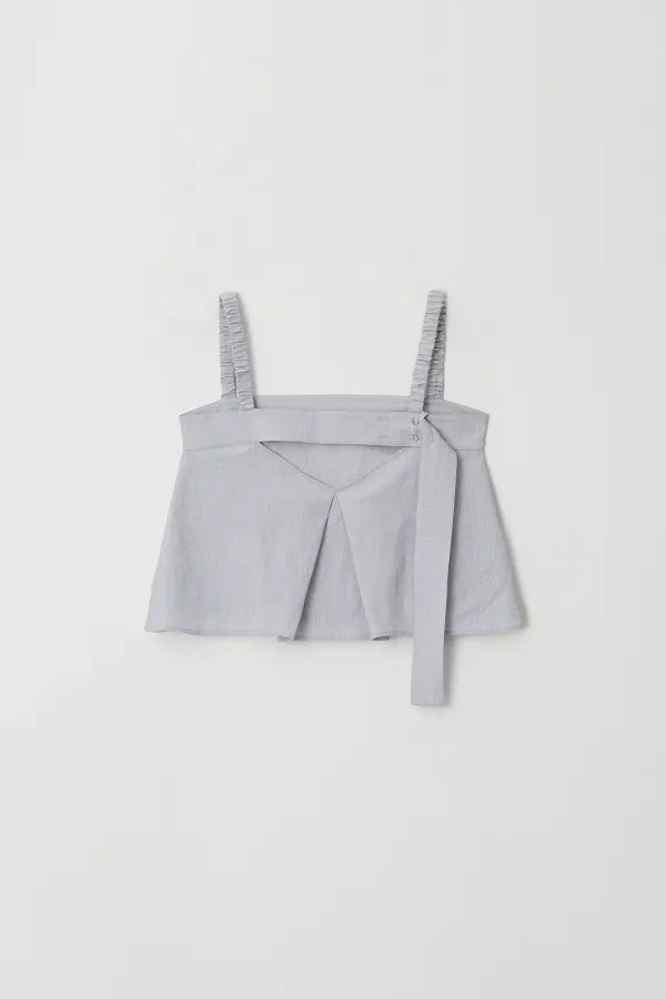 Striped Stitch Detail Blouse (light blue)