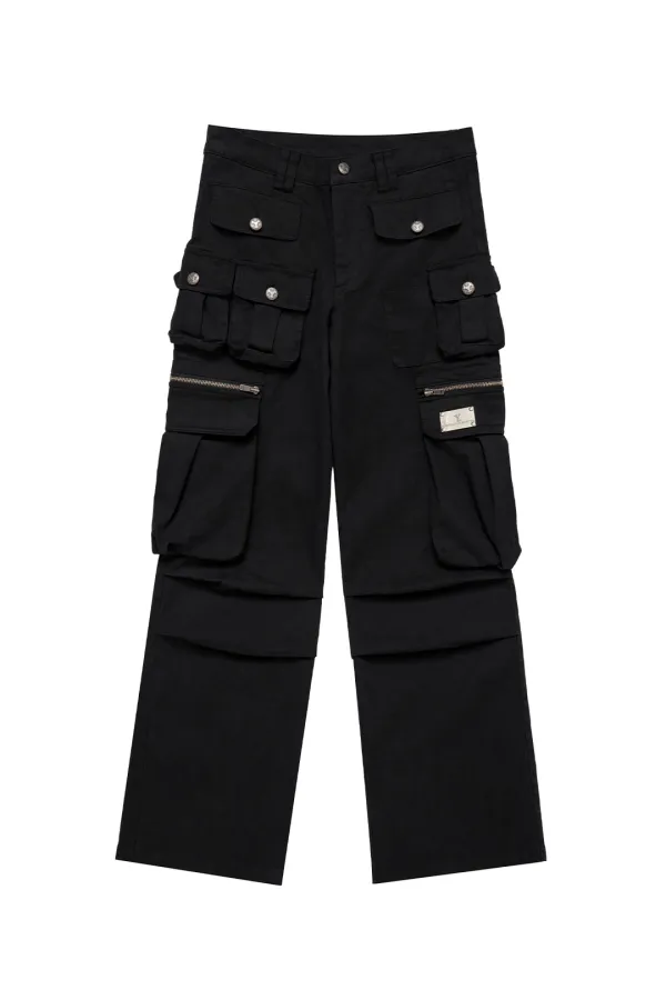 Y. MULTI-POCKET CARGO PANTS BLACK