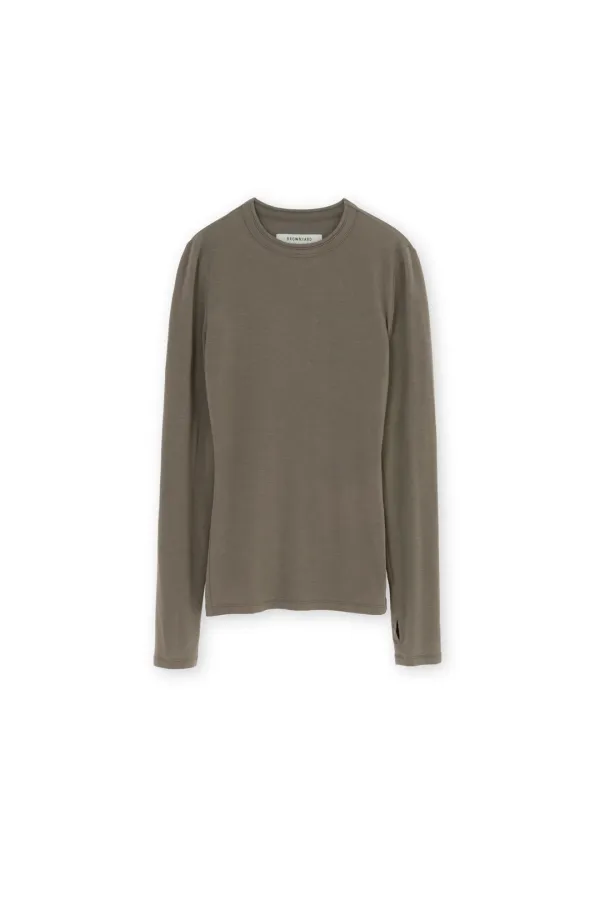 W Seethrough Long Sleeve, Brown
