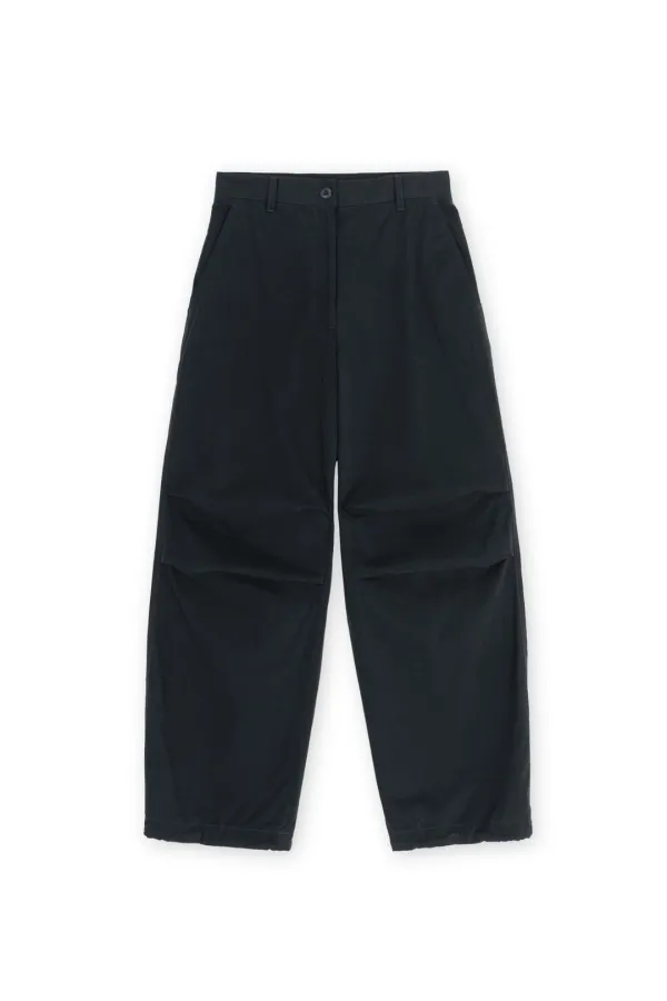 W Washed Parachute Pants, Black