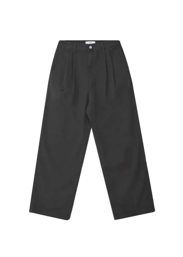 Wide two tuck cotton pants (charcoal)