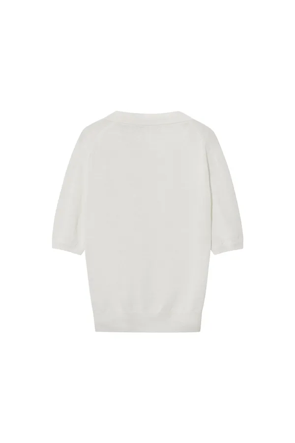 LENA COLLAR KNIT TOP [IVORY]