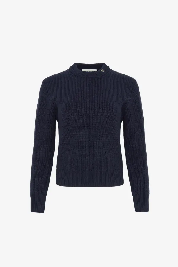 W WOOL LOGO CREW NECK SWEATER - NAVY