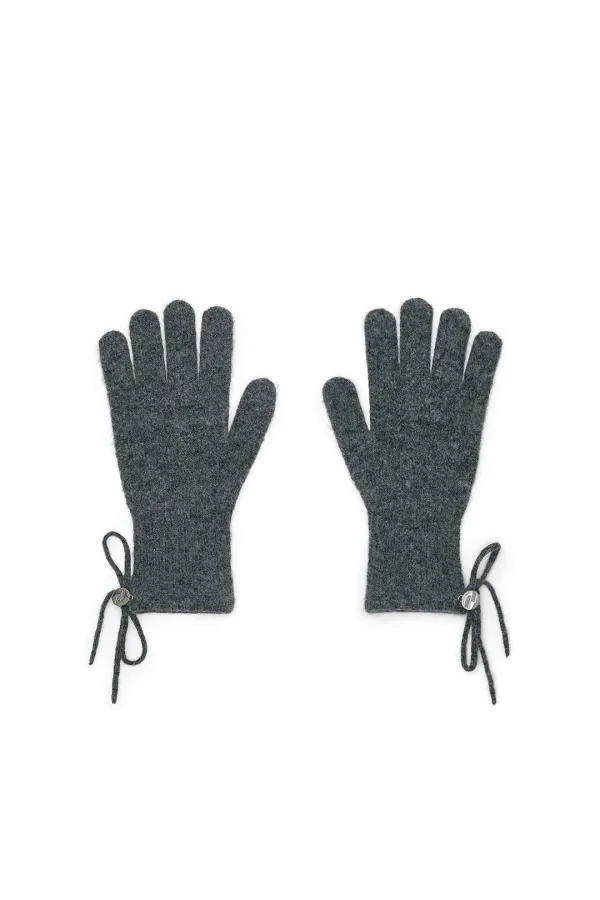 RIBBON FINGER HOLE GLOVES IN CHARCOAL
