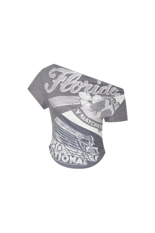 REWORK ONE SHOULDER T-SHIRT (CHARCOAL)
