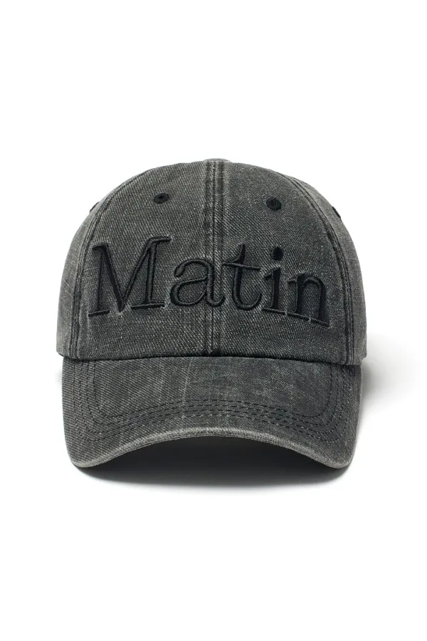 MATIN LOGO WASHED BALL CAP IN BLACK
