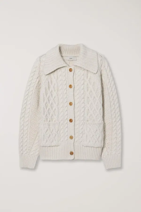 UNISEX FISHERMAN KNIT CARDIGAN IVORY