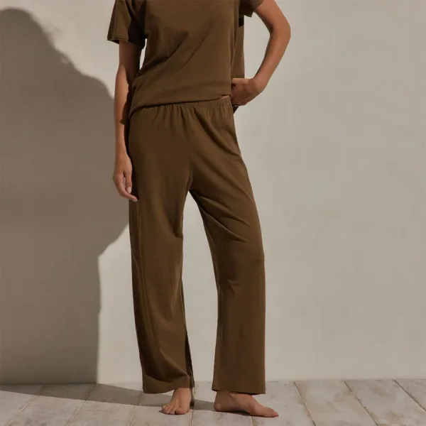 Cotton Linen Pull On Pant - Cocoa