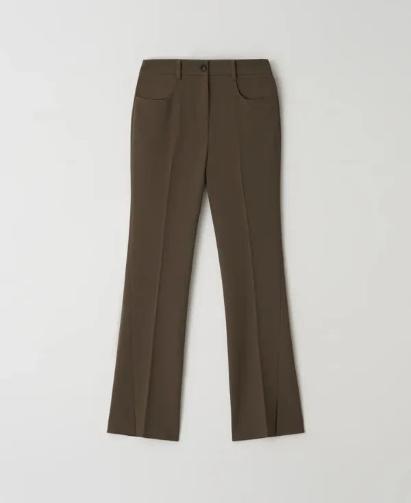 Boots cut slit pants_BROWN