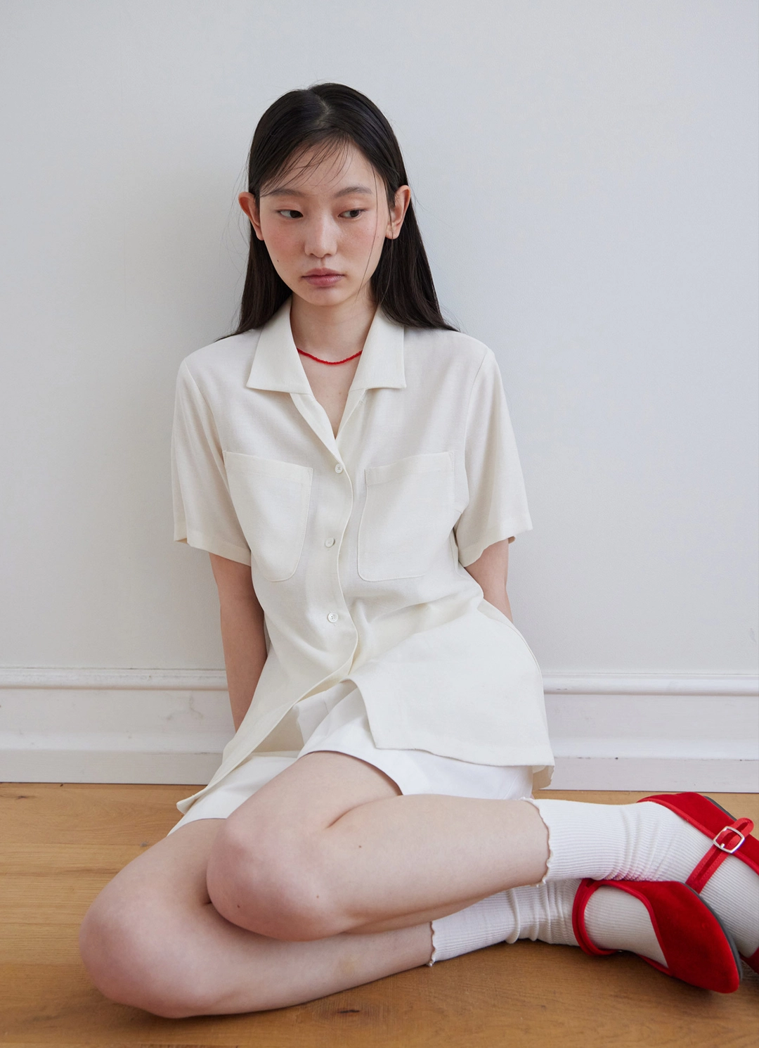 스텝어라운드 Hourglass line lapel shirt_IVORY 상품 이미지 2