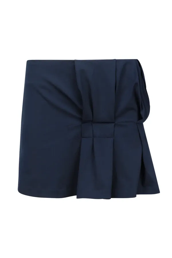 FOLDED MINI SKIRT MARINE BLUE