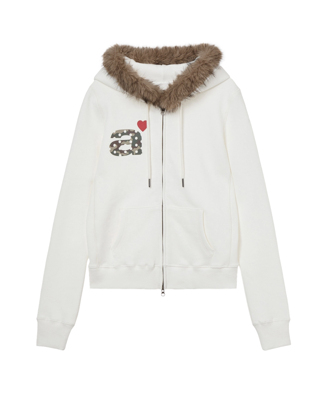 에이이에이이 FUR DOT SMALL LETTER HOOD ZIP UP [IVORY] 상품 이미지 2