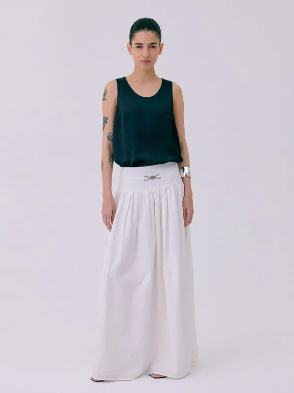Shirring Maxi Skirt_White